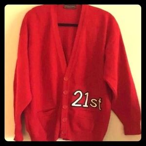 Vintage Andrew Rohan Red Cardigan Sweater Size L